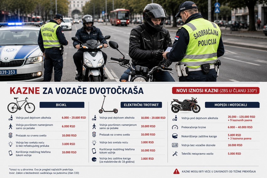 Pojedini prekršaji vozača dvotočkaša se ozbiljno kažnjavaju