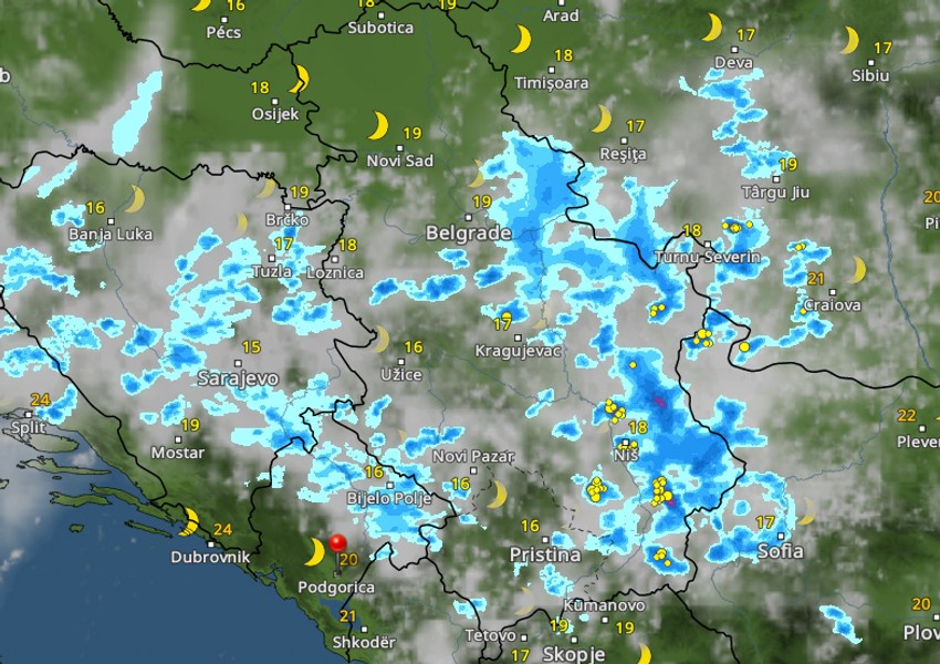 Kretanje kiše u 2 sata