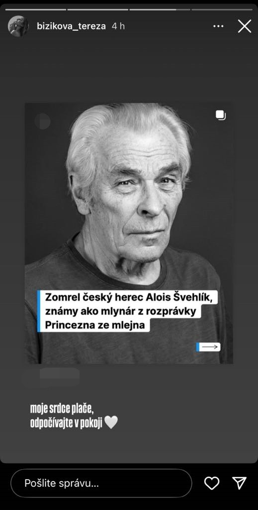 Smrť Švehlíka Terezu zarmútila. 