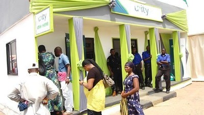 Customers using Unity Bank Plc ATM 