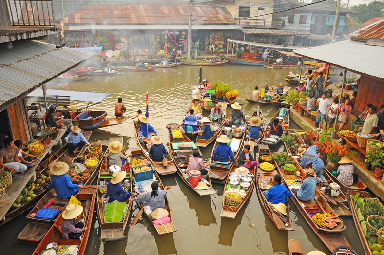 Pływający targ Amphawa, Bangkok, Tajlandia