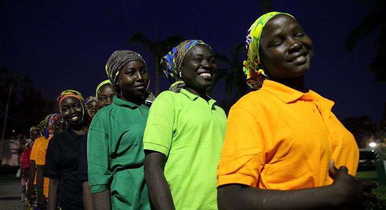 Some of the released chibok girls