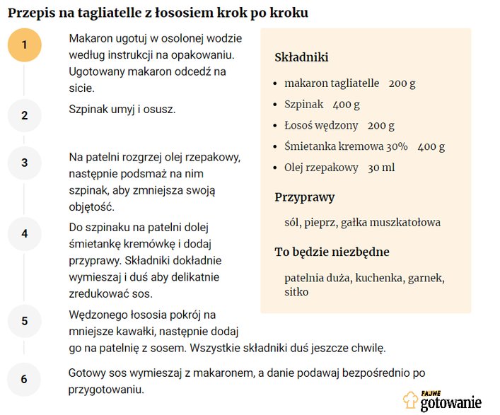 Przepis na tagliatelle z łososiem