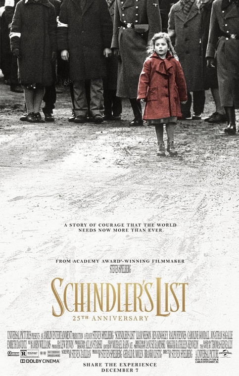 Dziewczynka w czerwonym płaszczyku na plakacie filmu "Lista Schindlera"