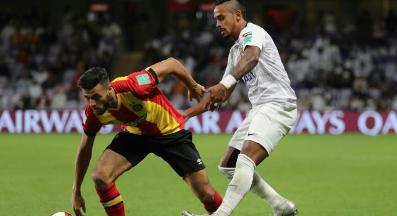 Esperance and Tunisia star Anice Badri (L) in action against Al Ain of the UAE during the 2018 Club World Cup. His stoppage-time goal salvaged a draw for the African club champions away to Horoya in Guinea Friday