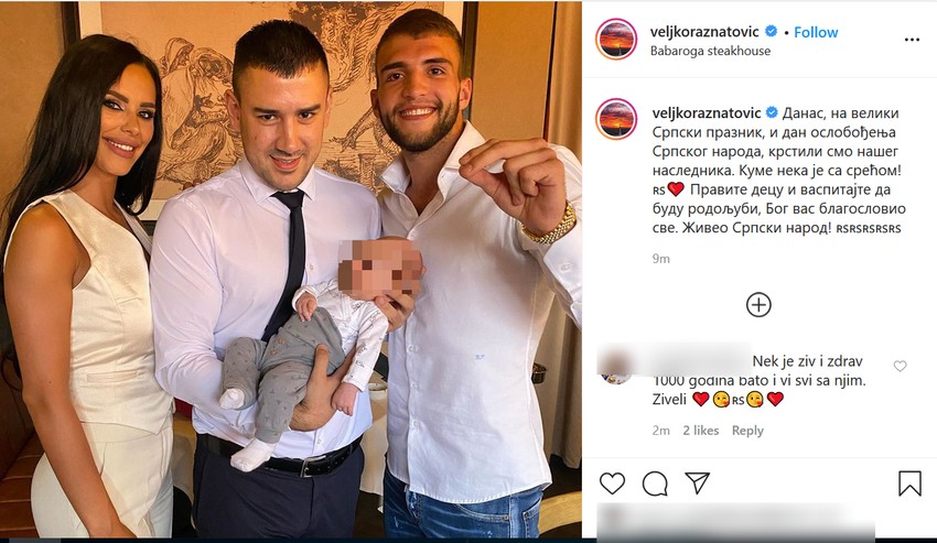 Mali Željko sa kumom i roditeljima