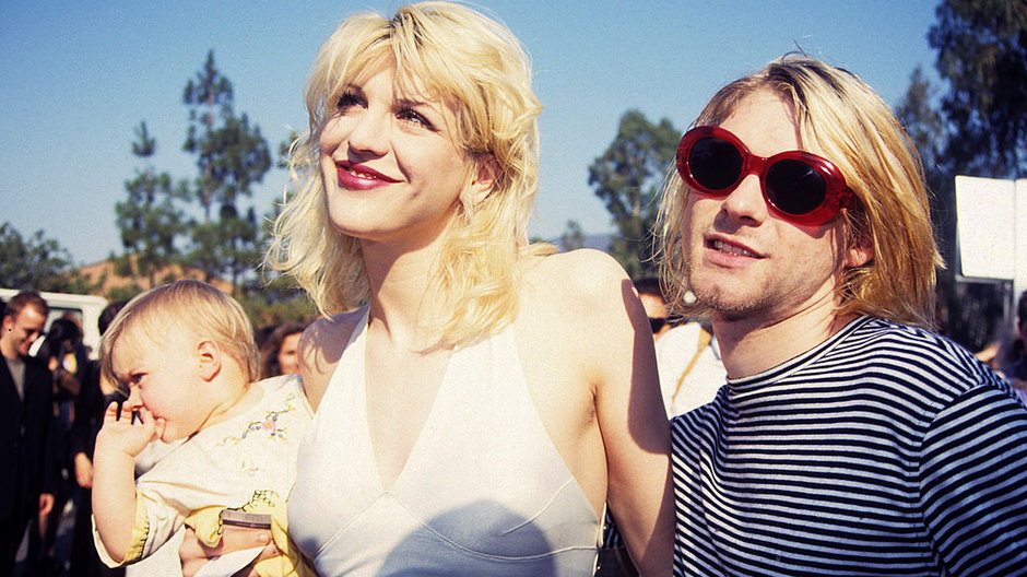 Kurt Cobain i Courtney Love z córką Frances (1993)