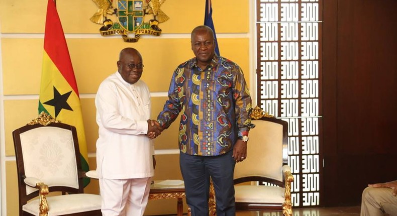 President-elect, Nana Addo Dankwa Akufo-Addo and outgoing President John Dramani Mahama (Nana Addo's Facebook)