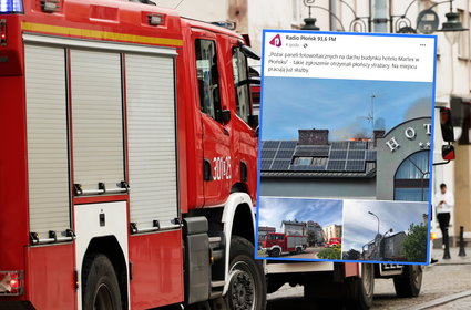 Skutki upałów. Pożar instalacji fotowoltaicznej na hotelu w Płońsku, 17 osób ewakuowanych