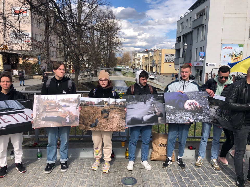 Demonstracja solidarności z Ukrainą w Kielcach