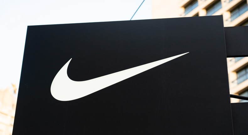 A Nike logo at a store in San Francisco.