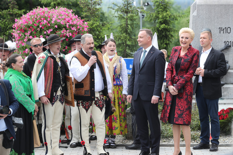 Burmistrz Zakopanego Leszek Dorula i Andrzej Duda w czasie kampanii przed wyborami prezydenckimi w 2020 r.