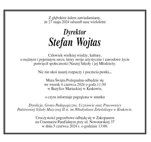 nekrolog Stefana Wojtasa