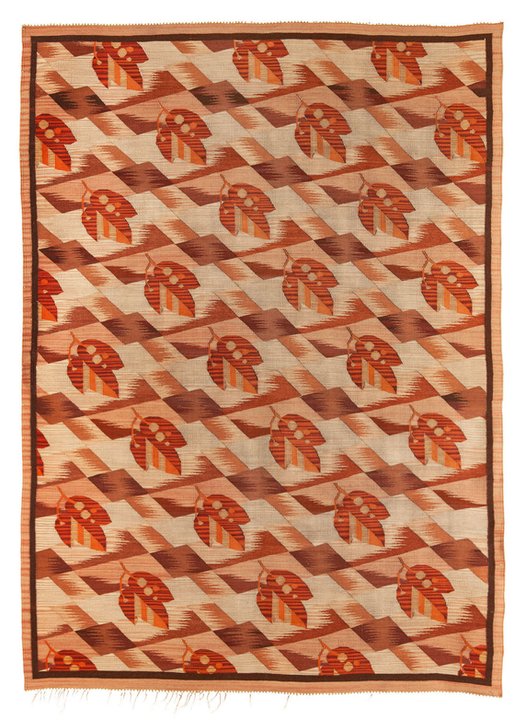 Kilim "Jesień" (1920-1930; Wytwórnia Kilimów Artystycznych Julii Tennebaum, Gliniany k. Lwowa, proj. Zofia Stryjeńska)