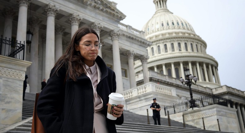 Rep. Alexandria Ocasio-Cortez (D-NY) leaves the U.S. Capitol on March 27, 2020 in Washington, DC.