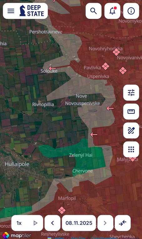 Szara strefa na mapach DeepState rośnie na północ od Gulajpola.