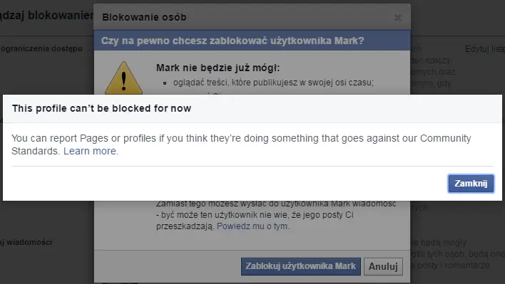 Mark jest jedyną osobą, której nie da się zablokować na fejsie