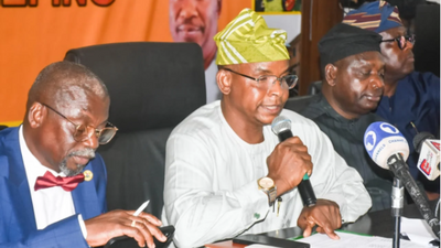 From left: Permanent Secretary, Basic & Secondary Education, Abayomi Abolaji; Commissioner for Basic Education, Jamiu Alli-Balogun and Commissioner for Information and Strategy, Gbenga Omotoso during the Lagos State Government 2024 Ministerial Press Briefing by the Ministry of Basic Education in Lagos on Thursday [NAN]