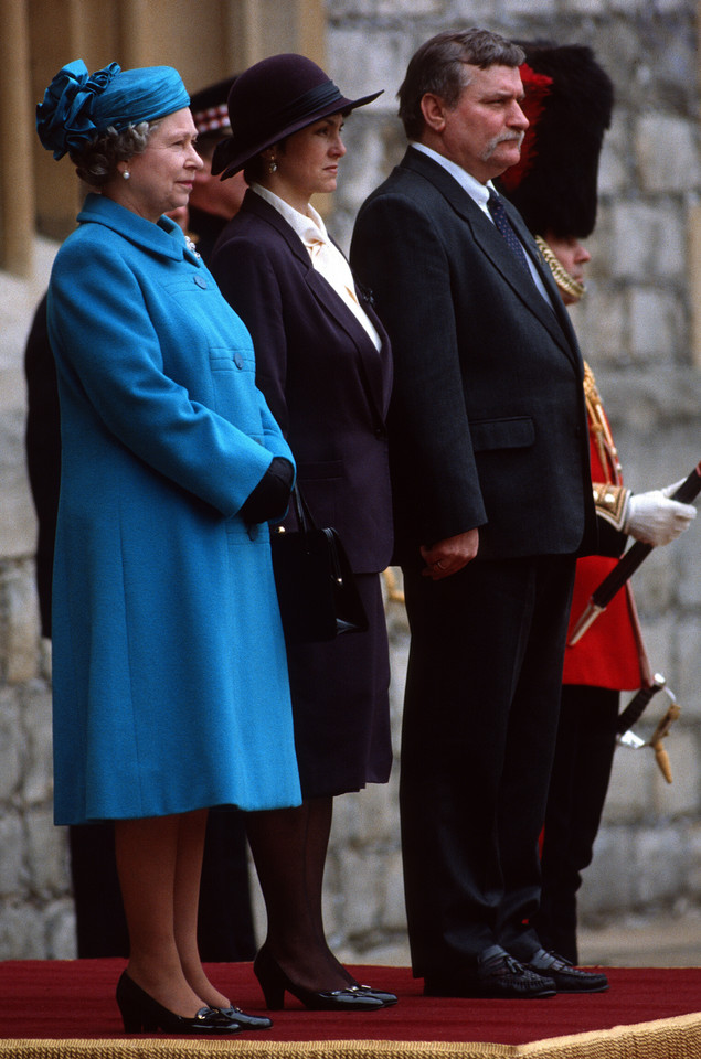 Elżbieta II i znani Polacy: Danuta i Lech Wałęsowie, Windsor, 1991 rok