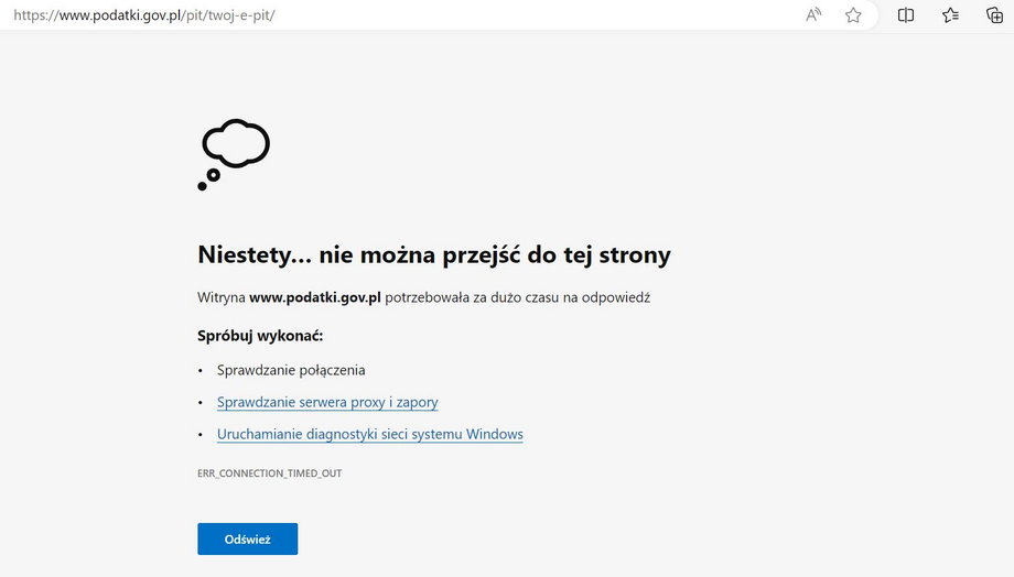 Na stronę podatki.gov.pl obecnie nie da się wejść