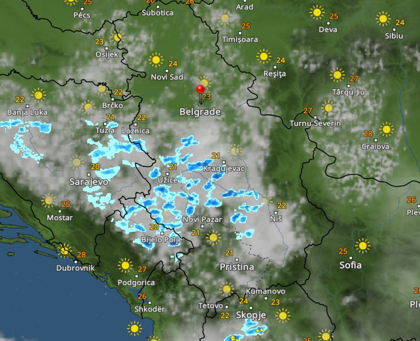 Kretanje nevremena u 10 časova