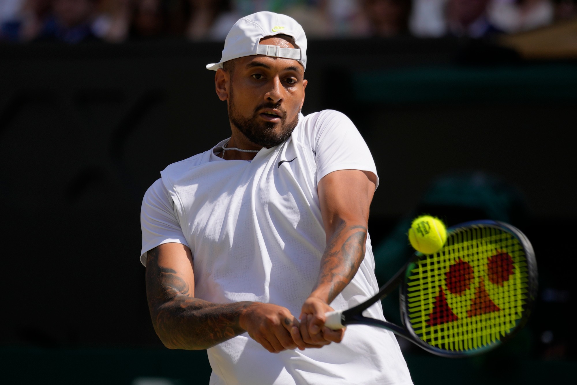Austrálsky tenista Nick Kyrgios vo finále Wimbledonu. 