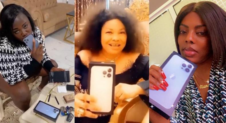 Tracey Boakye, Nana Agradaa and Tracey Boakye flaunt iPhone 13