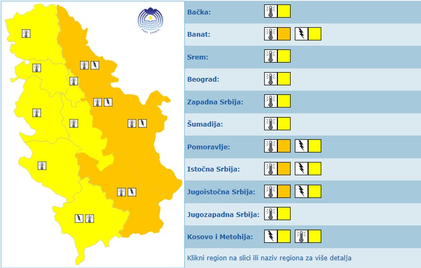 Meteoalarm za 5. jun