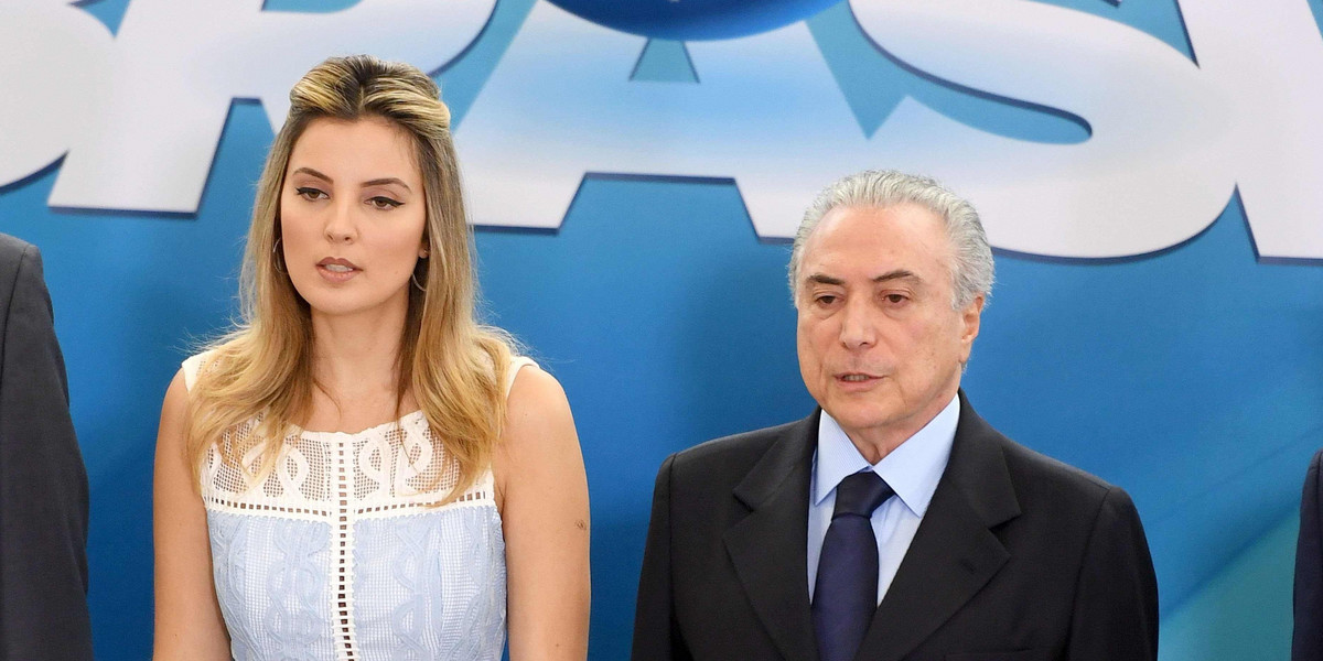 Prezydent Brazylii Michel Temer z żoną