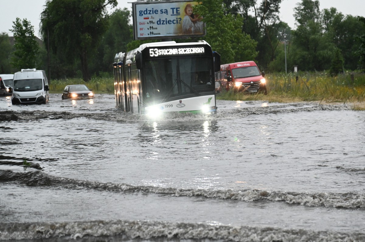 Zalana ulica w Szczecinie