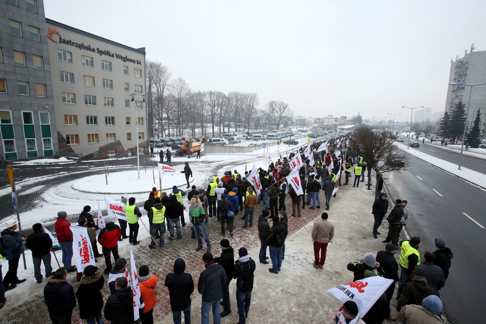 JASTRZĘBIE ZDRÓJ PROTEST POD JSW (Protestujący)