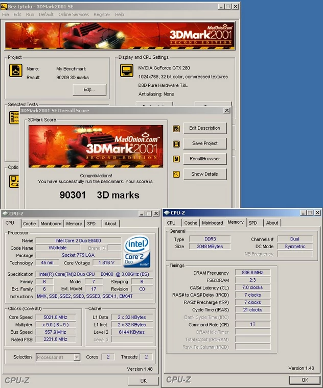 3DMark2001 – ponad 90 tys. punktów