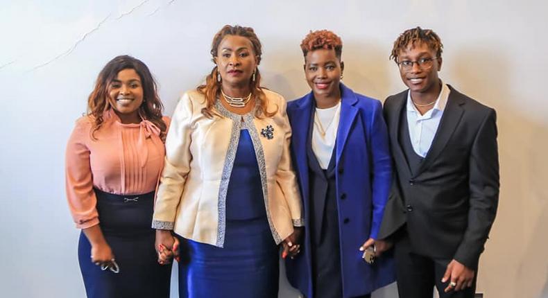 Machakos Governor Wavinya Ndeti with her children during her swearing-in and takeover of the county government on August 25, 2022