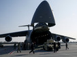 Plane from United State with non-lethal aid including ten Humvee vehicles is seen in Ukraine at Borispol airport near Kiev