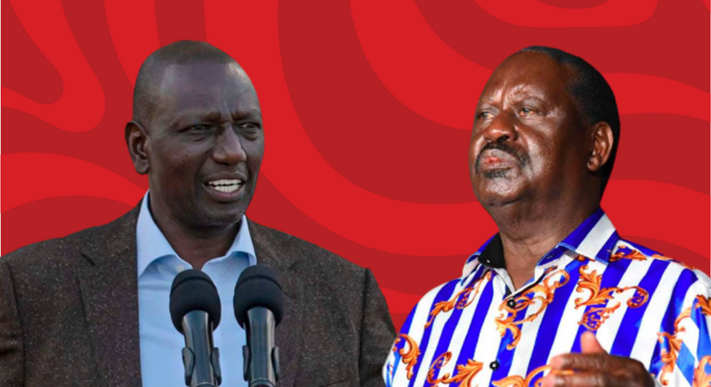 A collage of President William Ruto and Azimio leader Raila Odinga