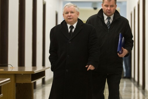 Prezes PiS Jarosław Kaczyński i jego kierowca Jacek Cieślikowski 