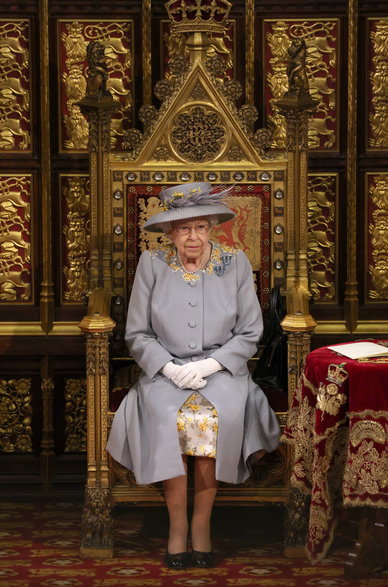 Królowa Elżbieta II na rozpoczęciu sesji brytyjskiego parlamentu w maju 2021 r.