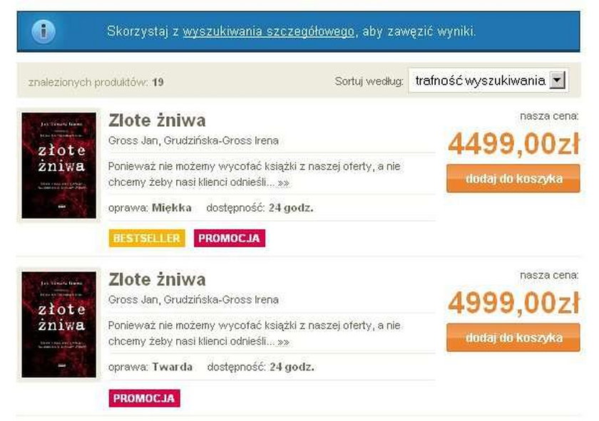 Bojkotują książkę Grossa. Sprzedają ją po 4499 zł!