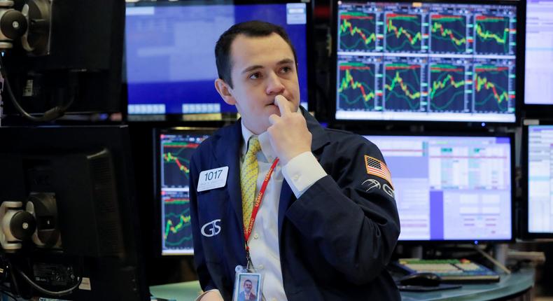 A trader works on the floor at the New York Stock Exchange (NYSE) in New York City, New York, U.S., March 3, 2020.Andrew Kelly/Reuters