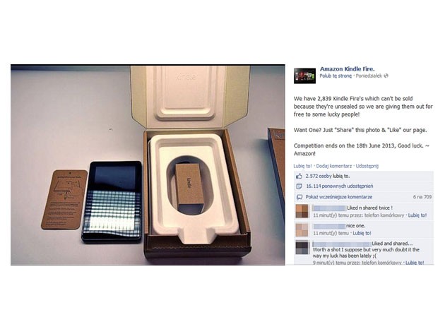 2. Kindle Fire 
<br><br>
Sytuacja analogiczna. Tym razem do „wygrania” Kindle Fire bez folii ochronnej prosto od Amazona. 16 tysięcy osób chciało spróbować szczęścia.