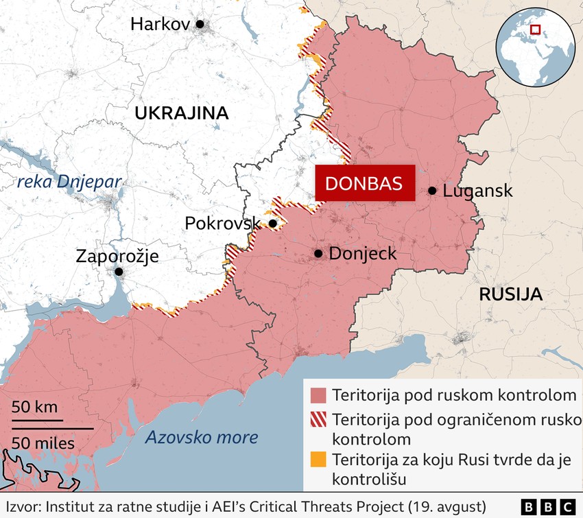 Osenčena je teritorija koja je pod kontrolom ruske vojske | Foto: BBC