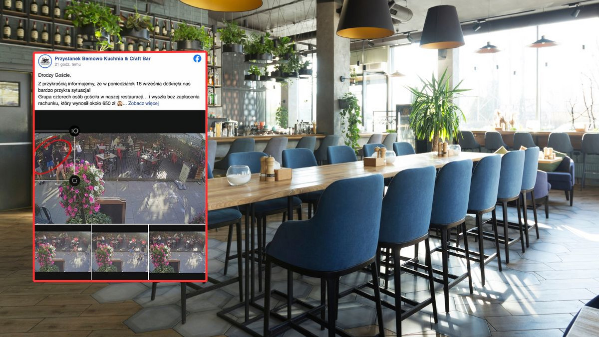 Najedli się i wyszli z restauracji bez płacenia. Uchwyciła ich kamera monitoringu