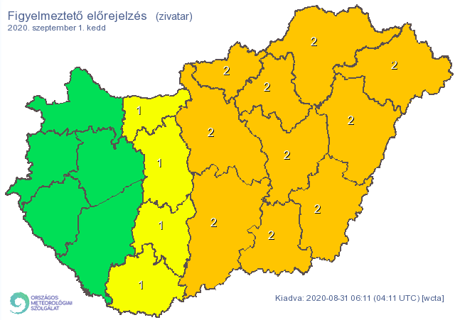 Kedden is sok helyen kell esővel számolni sz országban, több megyére riasztást adtak ki / Fotó: met.hu