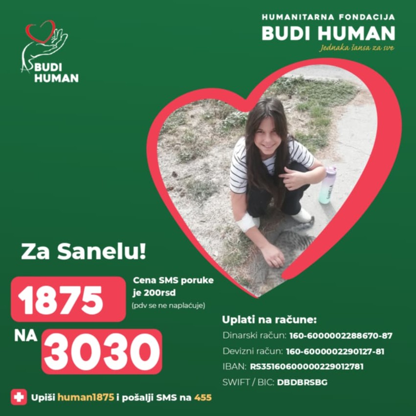 Sanelin otac se nada da će uz podršku humanih ljudi Sanela biti bolje