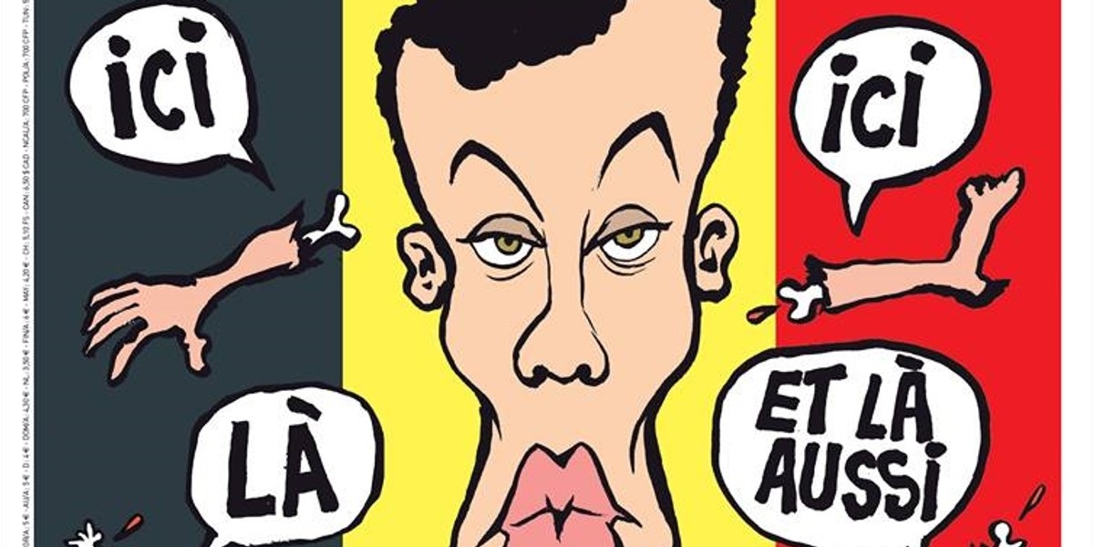 Szokująca okładka najnowszego numeru "Charlie Hebdo" stanowi symboliczną ilustrację krwawych ataków w Belgii