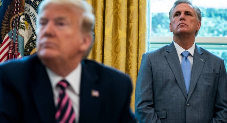 House Minority Leader Rep. Kevin McCarthy (R-CA) and former president Donald Trump.
