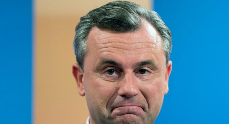 Austrian far-right candidate Norbert Hofer attends a post-election TV show in Vienna on December 4, 2016