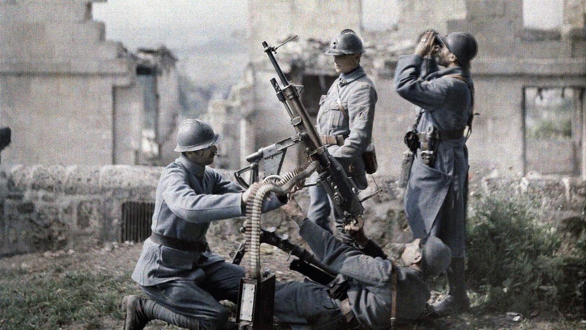 Francuscy żołnierze podczas bitwy pod Aisne, 1917 r.