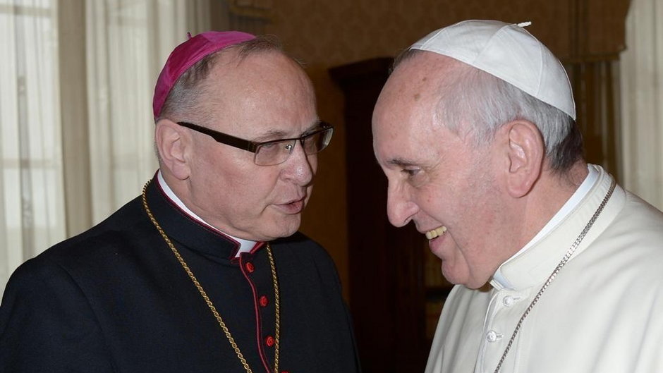 Ks. bp Wiesław Mering z papieżem Franciszkiem