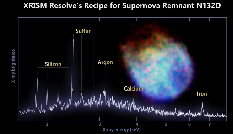 The X-ray spectrum of supernova N132D was obtained using an XRISM Resolve sensor